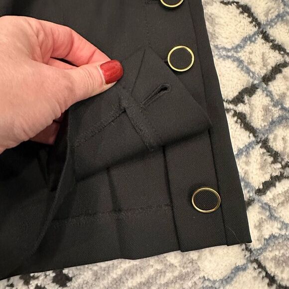 Club Monaco Linzee Wool Blend Black Mid Rise Trouser pants Size 2 Button Hem - Picture 4 of 11